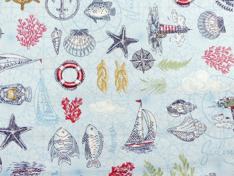 Preview: Patchworkstoff mit martimen Mustern aus der Kollektion High Tide von Makower